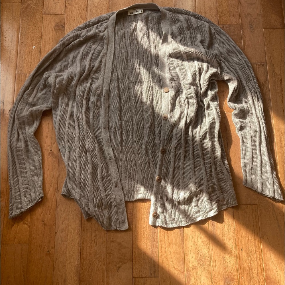 Wol Hide Gray Cotton & Alpaca Button-Up Cardigan (M/L)